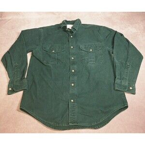 C C Filson Mens Medium Alaskan Guide Hunter Green Long Sleeve Button Up #12006